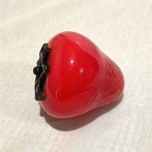 Murano Style Glass Strawberry Fruit Paperweight Art Glass